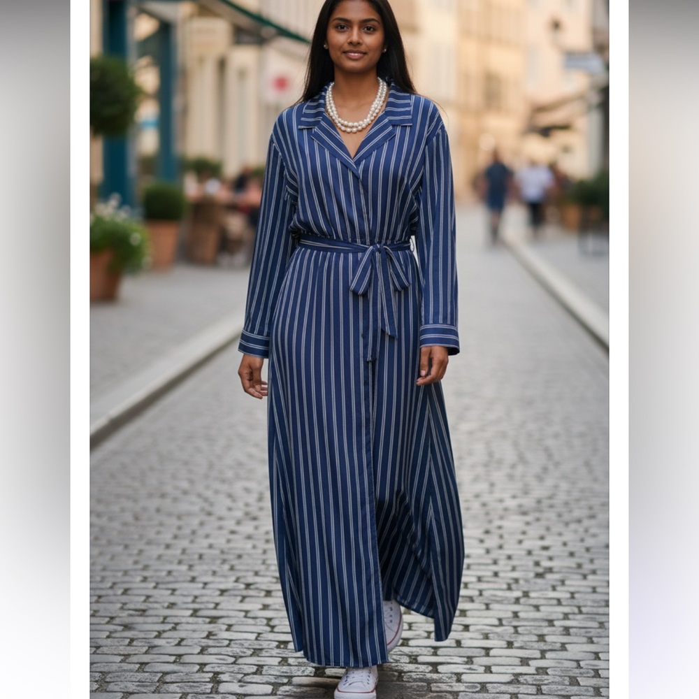 LIVE 4 TRUTH PIN STRIPED DRESS COLORFUL STRIPED DRESS. LONG WITH SHIRT STYLE. 3X